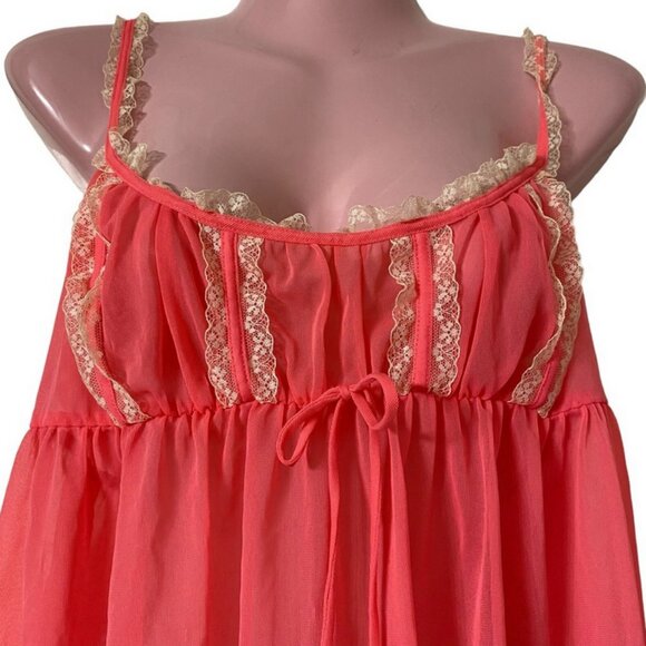 Sweet Starlet Vintage VICTORIA'S SECRET Sheer Bubblegum Pink Babydoll Chemise - Picture 7 of 16